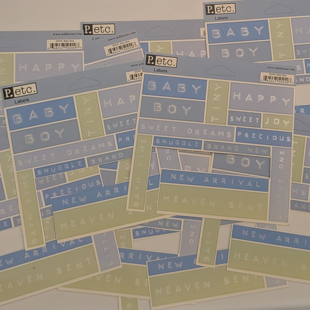 P.etc. Baby Boy Decorative Label Stickers - Blue & Light Green Lot Of 10